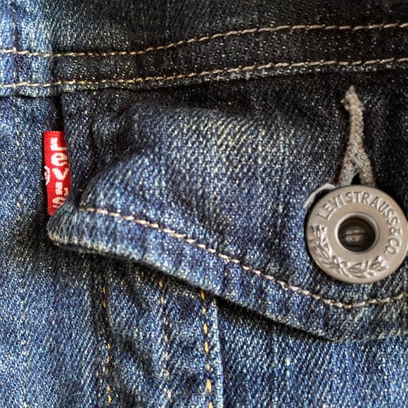 LEVI STRAUSS Womens Cropped Jeans Denim Jacket Blue Mid Wash Small Petite - Picture 9 of 12